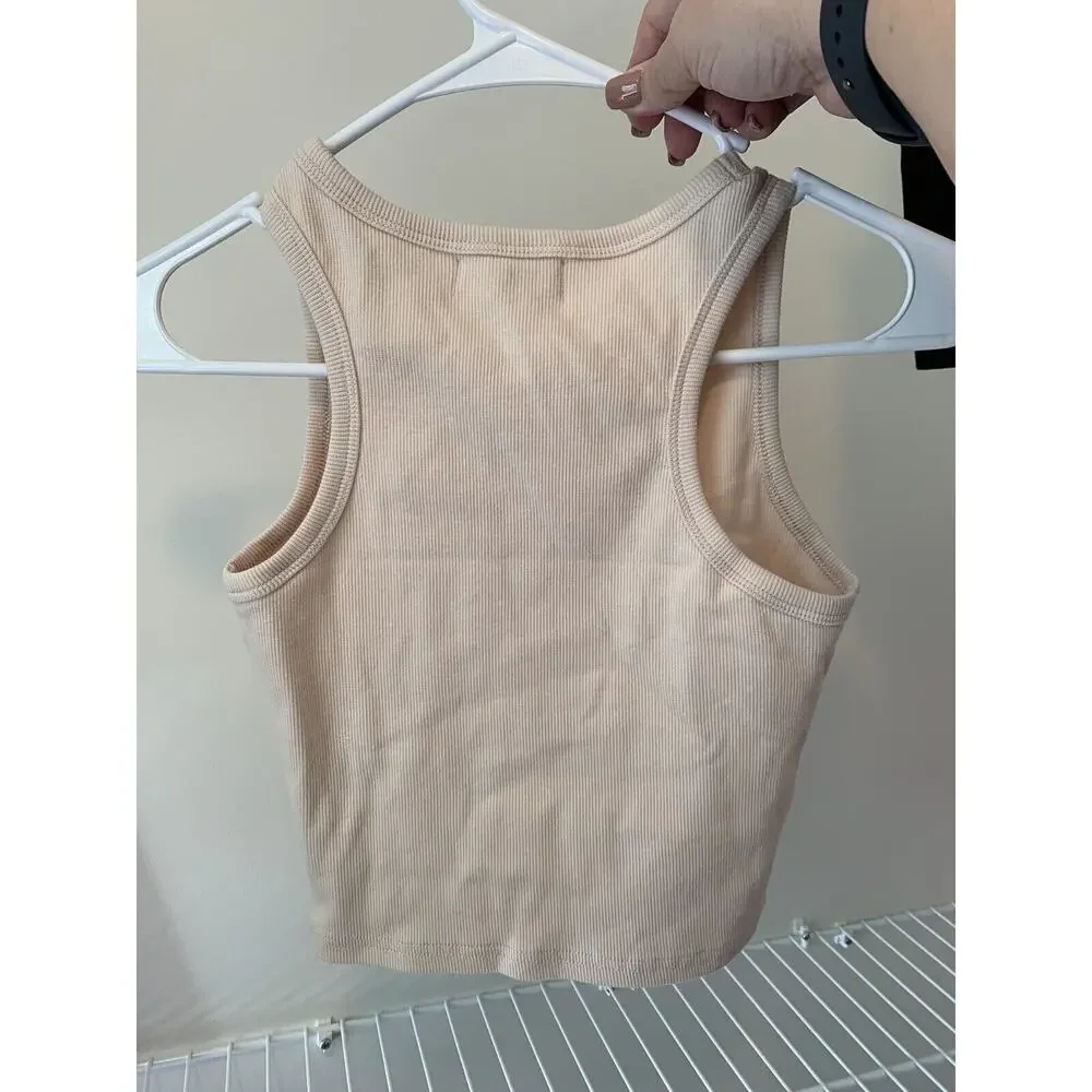 NWT C+D+M Ribbed Cropped Tank-HYQ-036-Tan - Picture 4 of 7